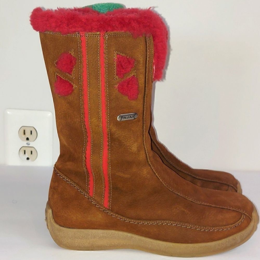 Pajar Suede Pink Shearling Snow Gripping Winter Boots Sz 7